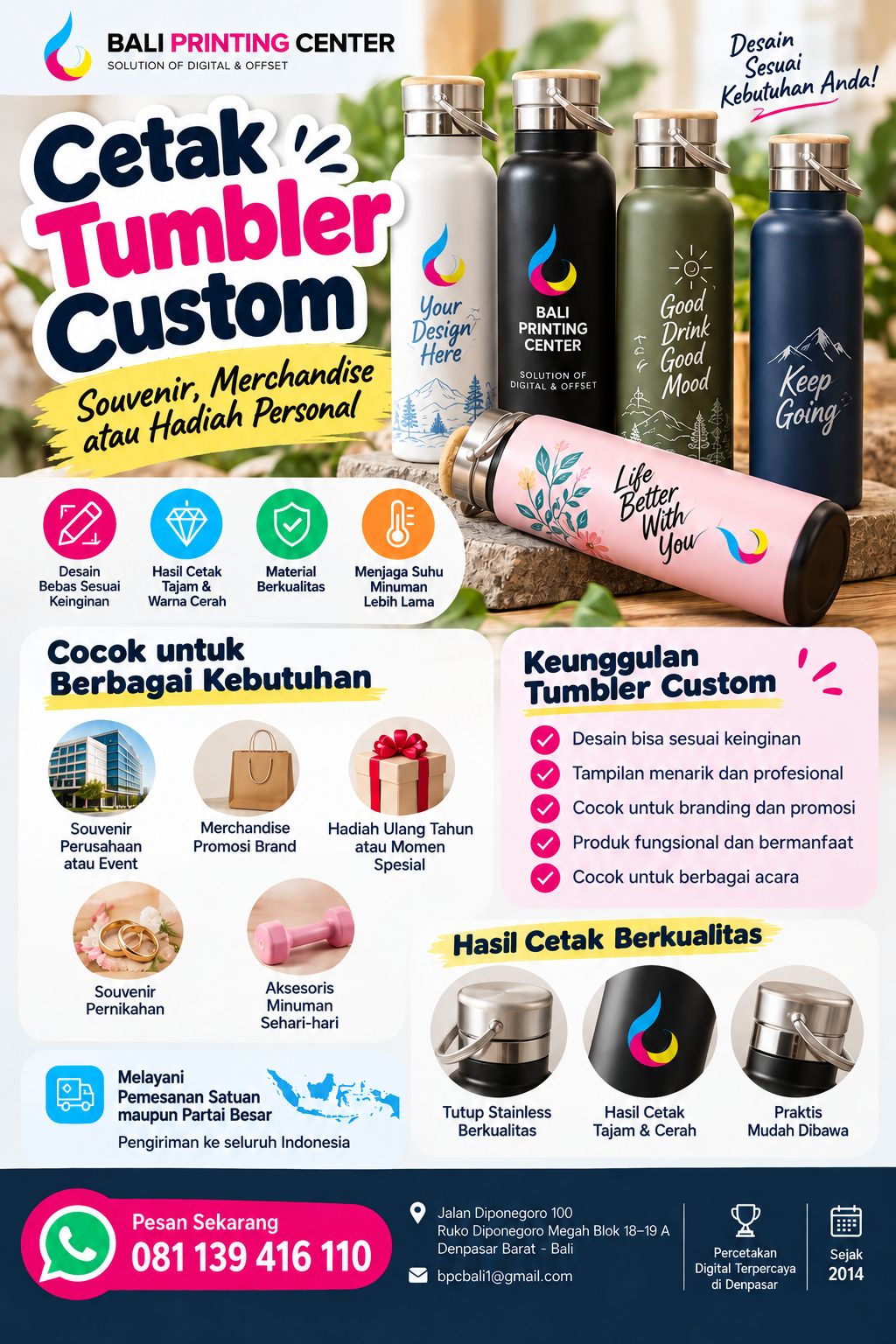 Tumbler Custom Bali Printing Center