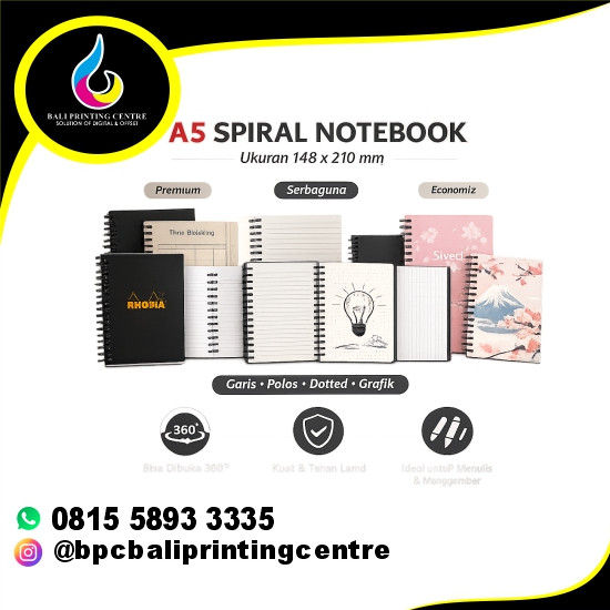 Notebook A5 2 Sisi Isi 50pcs + Cover 2sisi Ap 260 Laminasi