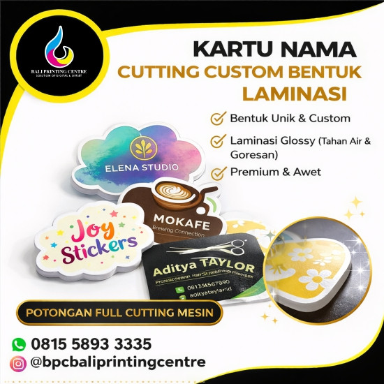 Print Paket Kartu Nama Laminasi Cutt Digital A3
